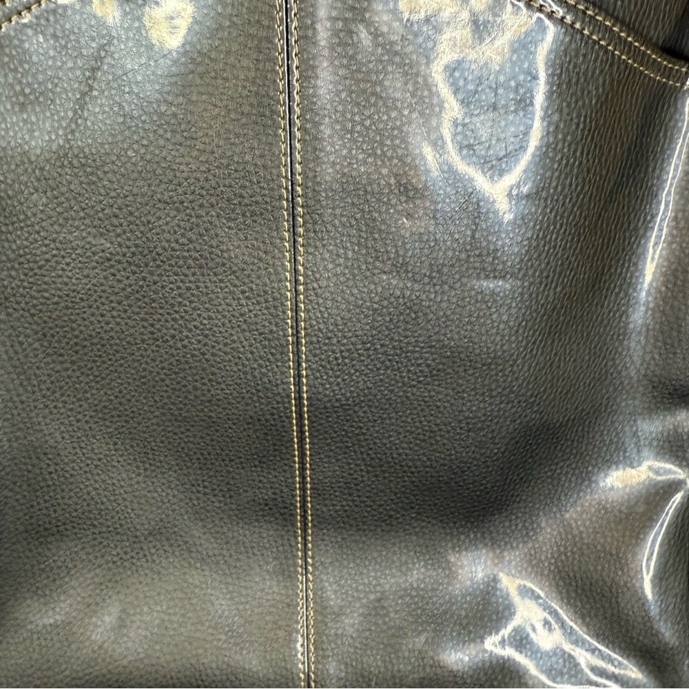 NIKE TOTE BAG Women's Vintage HERITAGE Vertical Leather BA2943 Silver Black - Picture 4 of 10